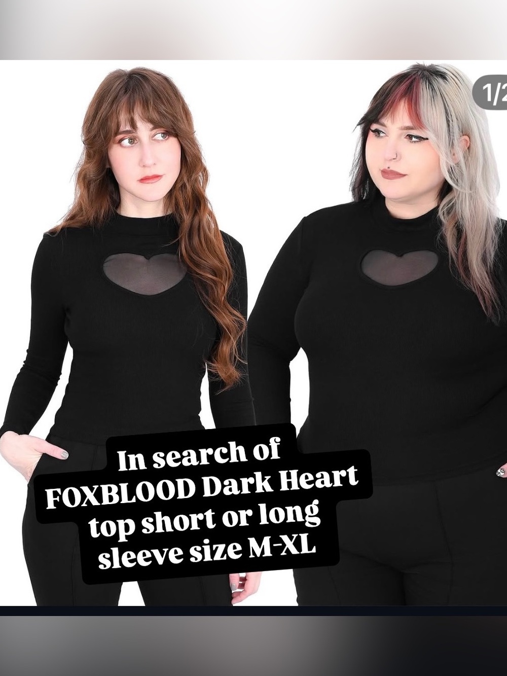 ISO FOXBLOOD DARK HEART SHORT OR LONG SLEEVE SIZE M